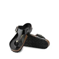 Women's Gizeh Big Buckle High Shine Leather Toe-Thong Slide Sandals