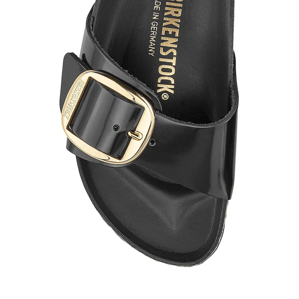 Madrid Big Buckle High Shine Slide Sandals