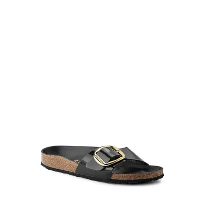 Madrid Big Buckle High Shine Slide Sandals