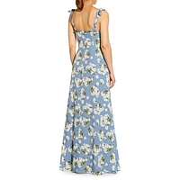 Sweetheart-Neckline Floral Maxi Dress