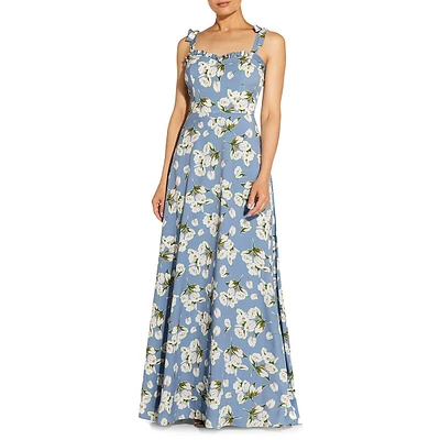 Robe maxi fleurie avec décolleté en cœur