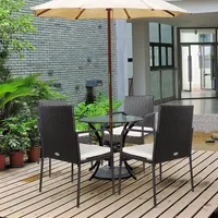 4 Pcs Outdoor Patio Rattan Dining Chairs Cushioned Sofa With Armrest Garden Deck