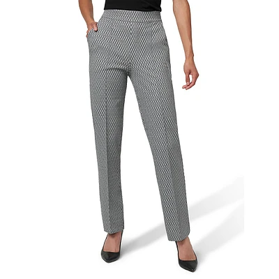 Geo-Print Pull-On Dress Pants