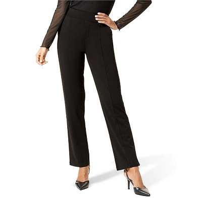 Ponte Pull-On Straight-Leg Dress Pants