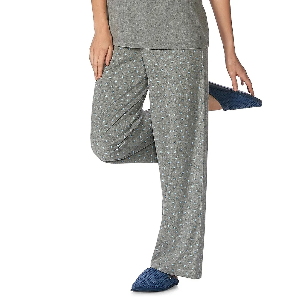 HUE womens Printed Knit Capri Pajama Sleep Pant 3X Medium Grey Heather -  Sweet Kitty 
