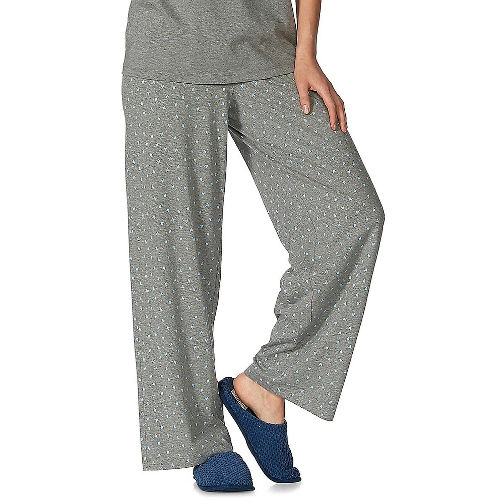 Capri length jogger style pyjama pants, grey hearts, medium (M). Colour:  grey. Size: m