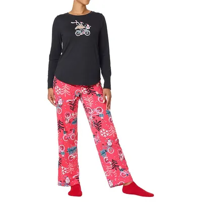Pyjama en jersey doux Biker Flamingo Timeless, 2 pièces