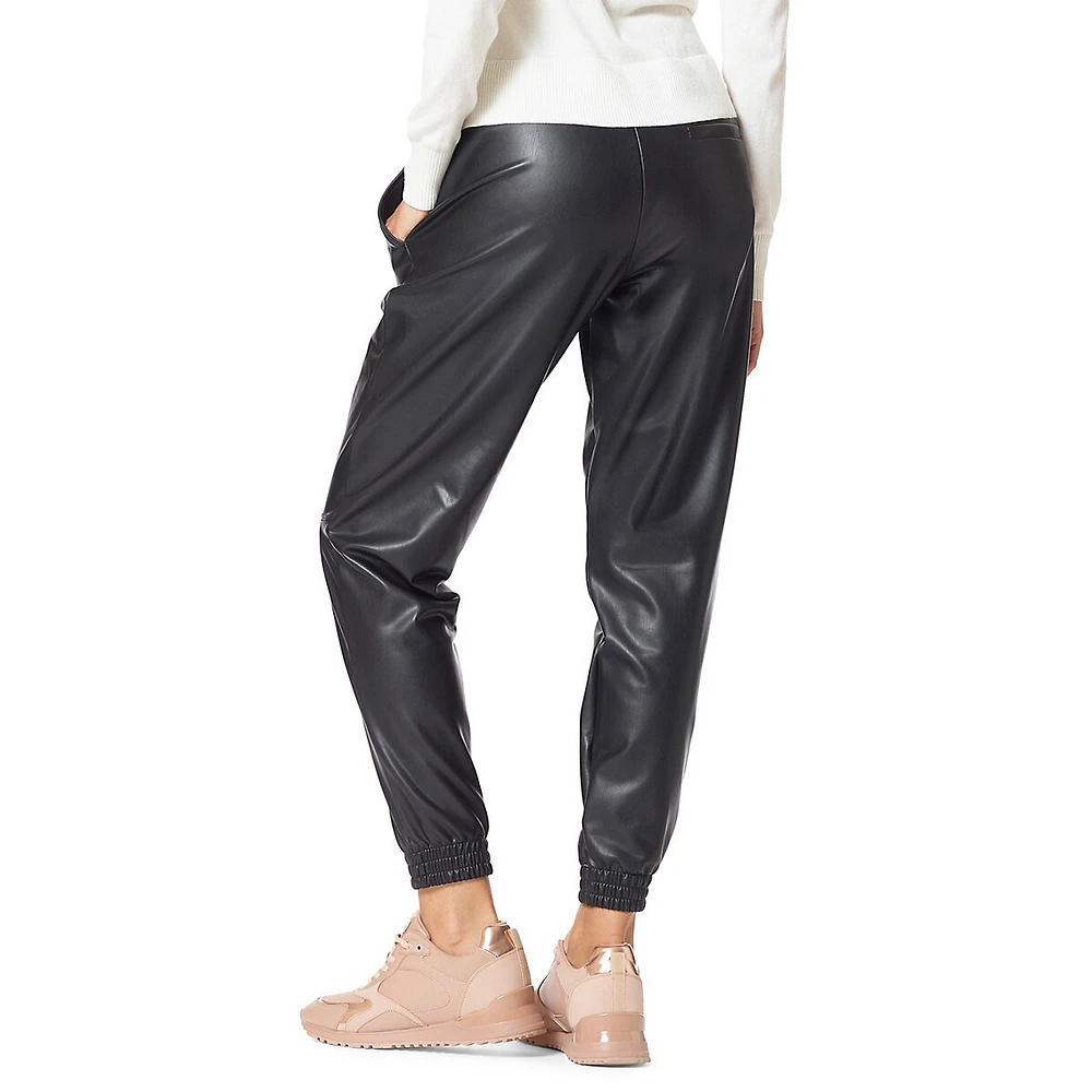 Leatherette High-Rise Joggers