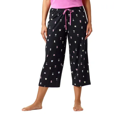 Pantalon de pyjama style capri à imprimé