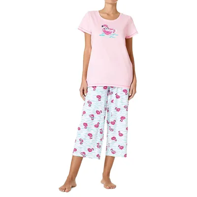Pyjama t-shirt et capri en tricot
