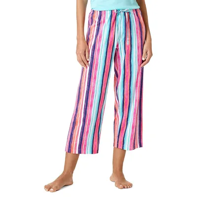 Pantalon de pyjama capri rayé