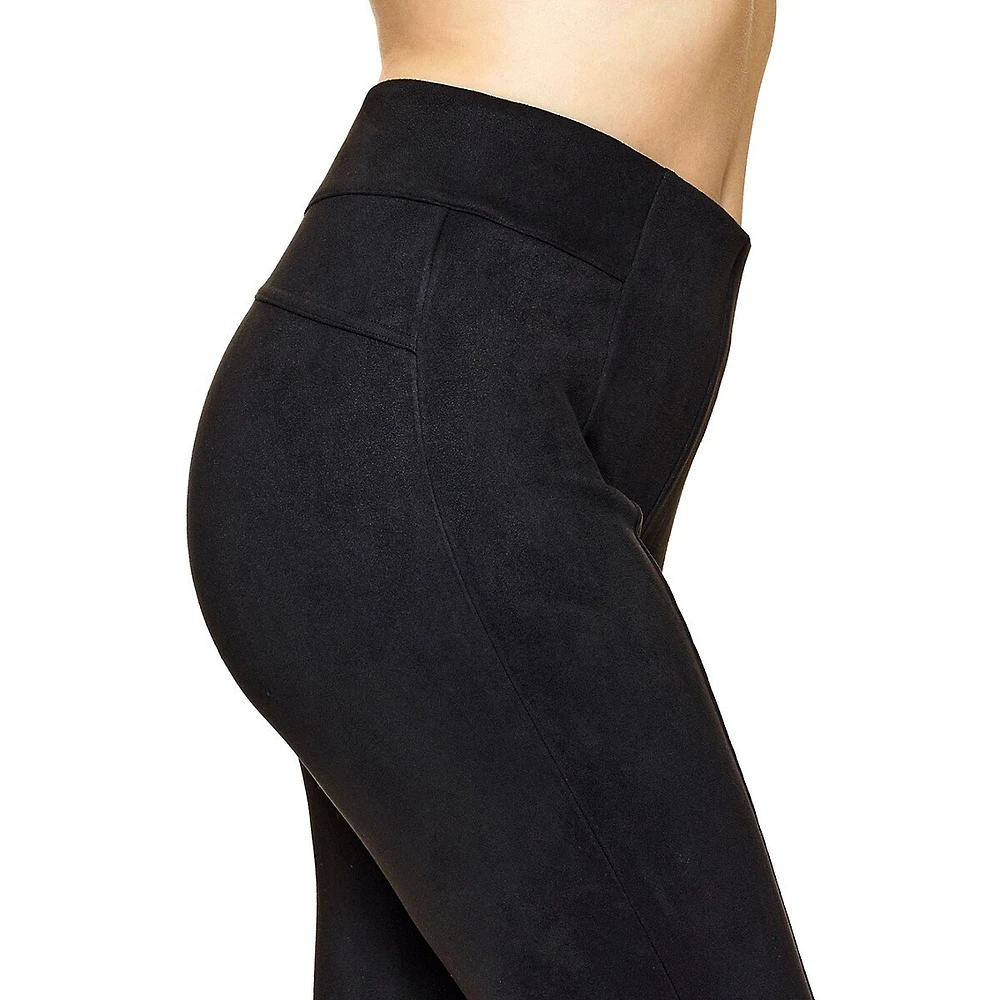 Pantalon droit en suédine à taille haute