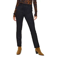 Pantalon droit en suédine à taille haute
