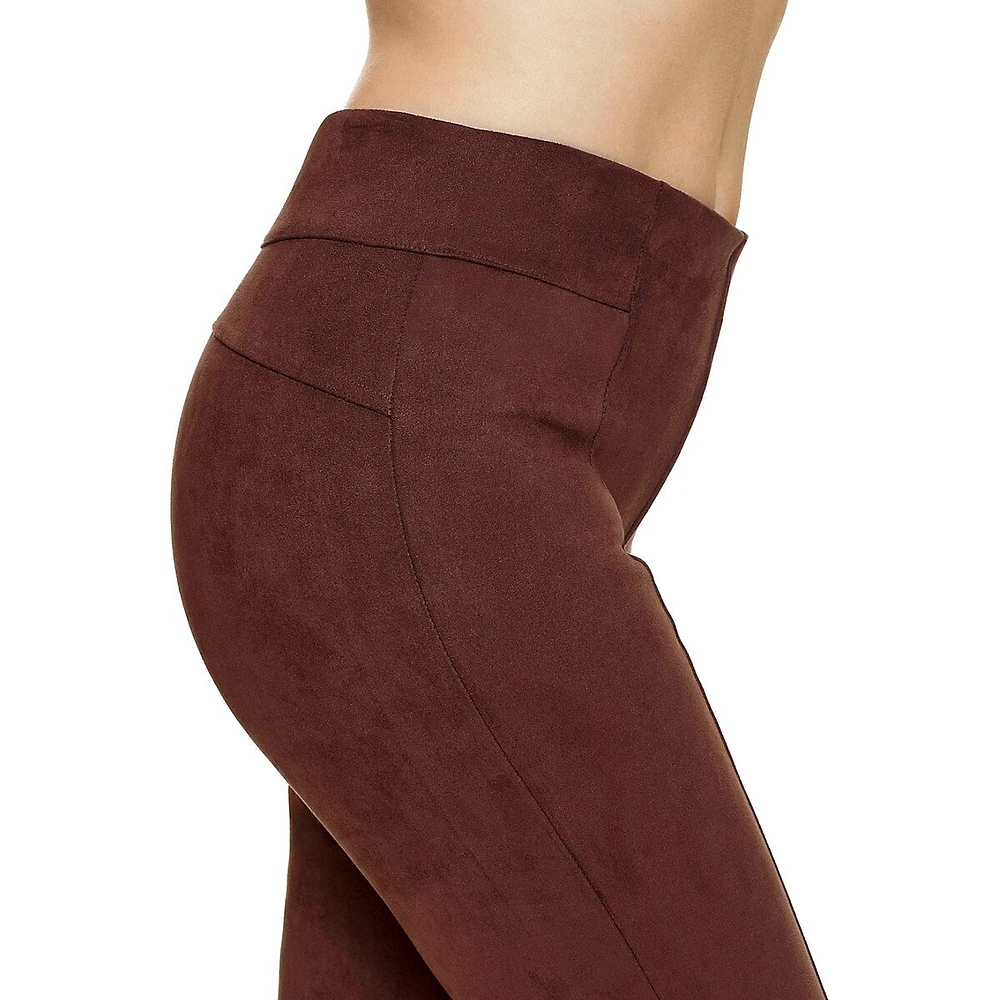 Hi-Rise Faux Suede Straight Leg Pants