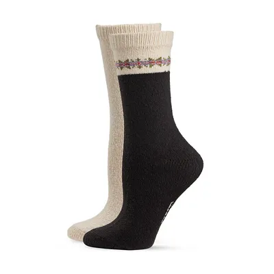2- Pack Snowflake Border Boot Socks