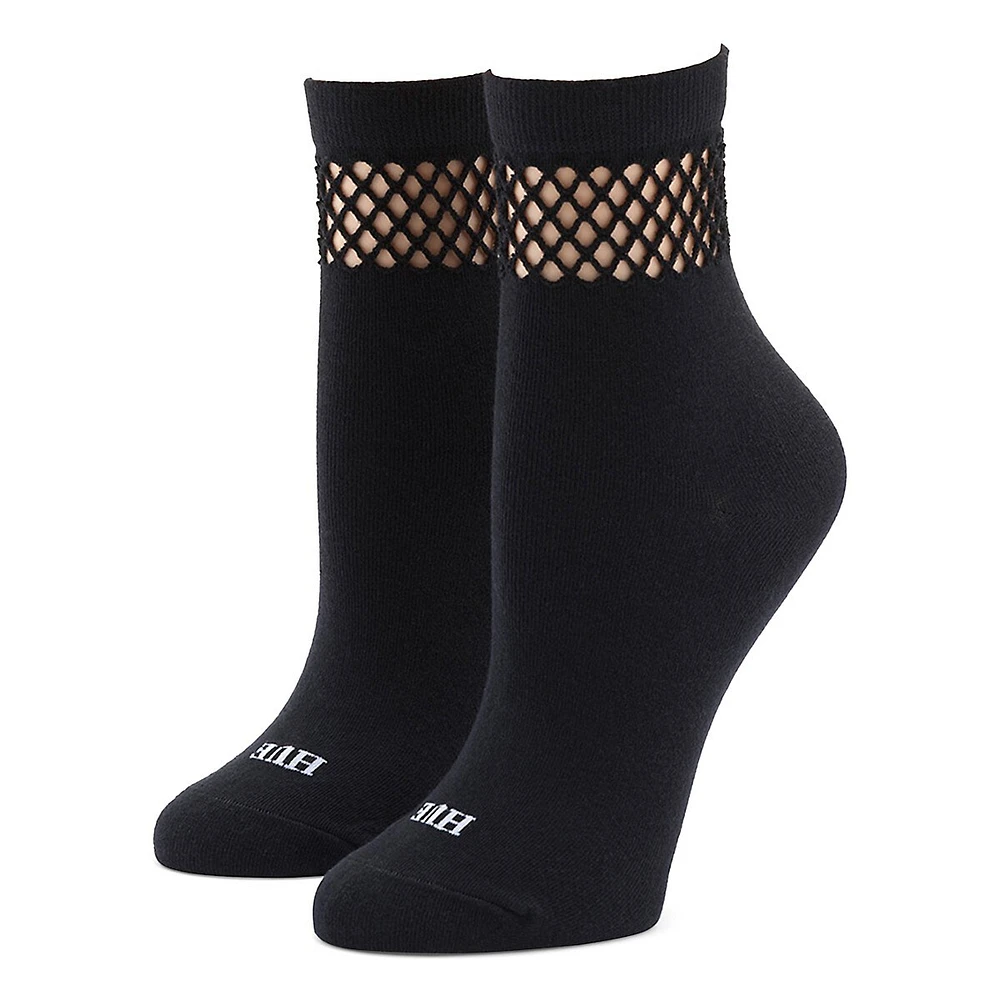 Chaussettes mi-mollet à bord en résille pour femme
