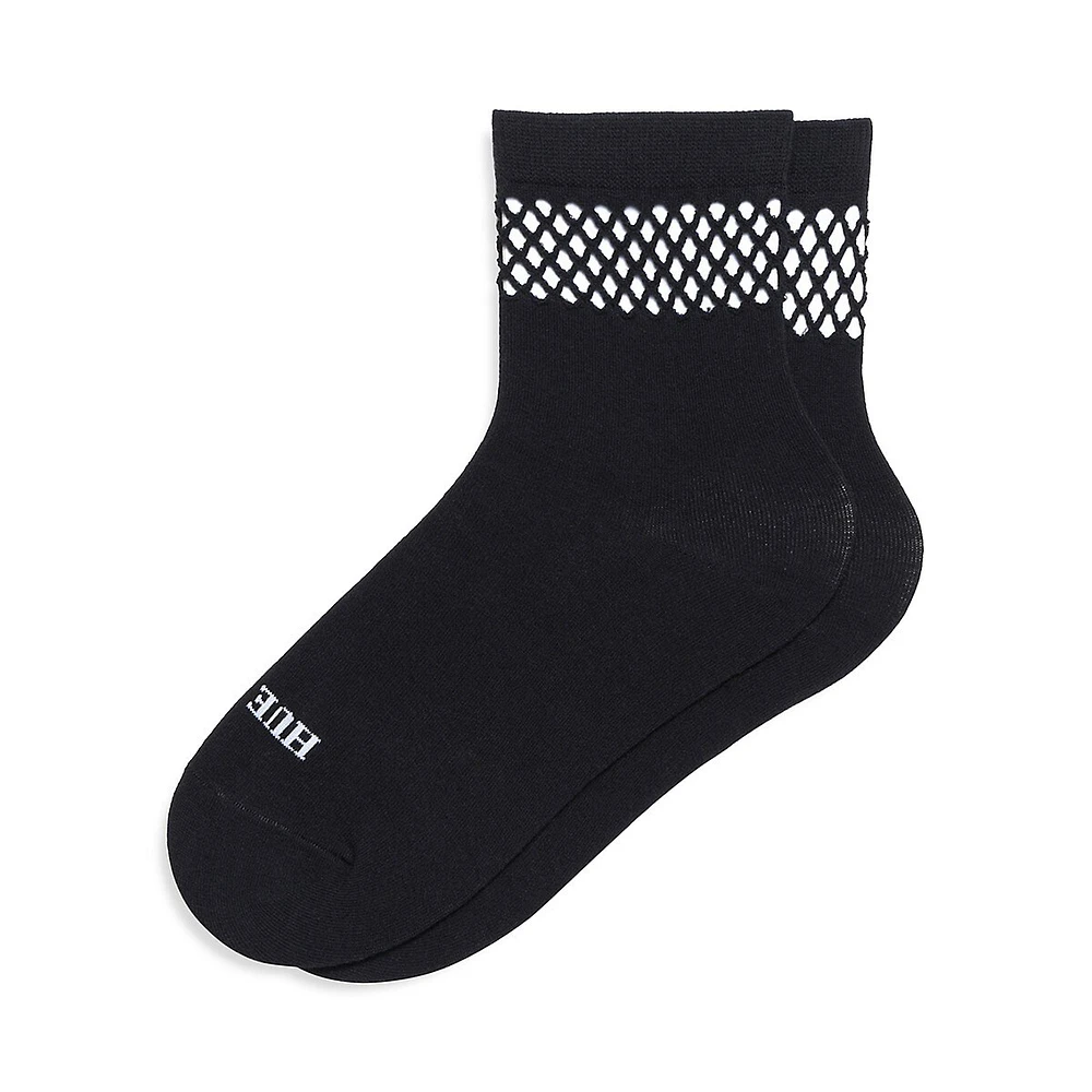 Chaussettes mi-mollet à bord en résille pour femme