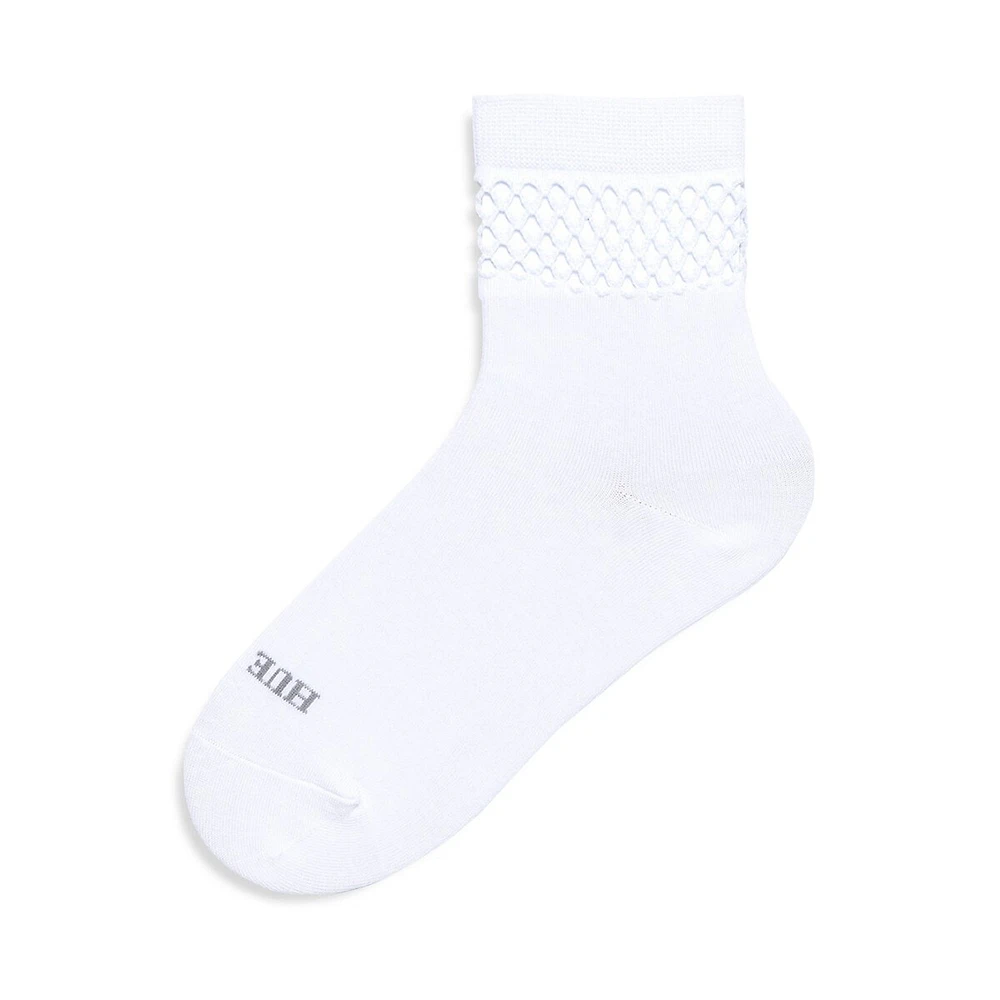 Women's Fishnet-Border Crew Socks