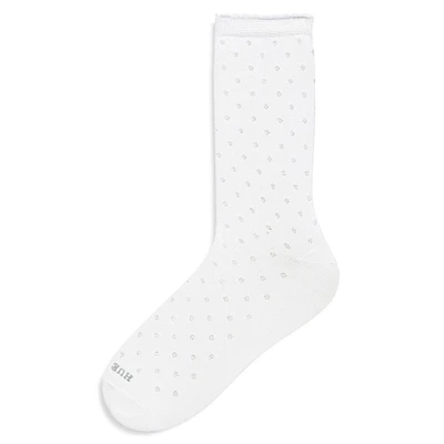 Chaussettes mi-mollet texturées à pois pour femme