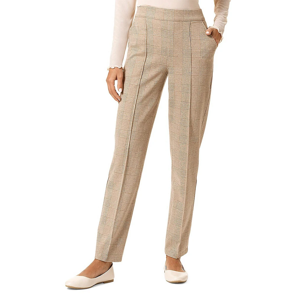 Glen Plaid Pull-On Trousers