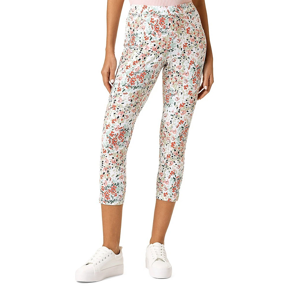 Floral Essential Denim Capri Pants