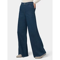 Frayed Edge Wide Leg Denim Pants