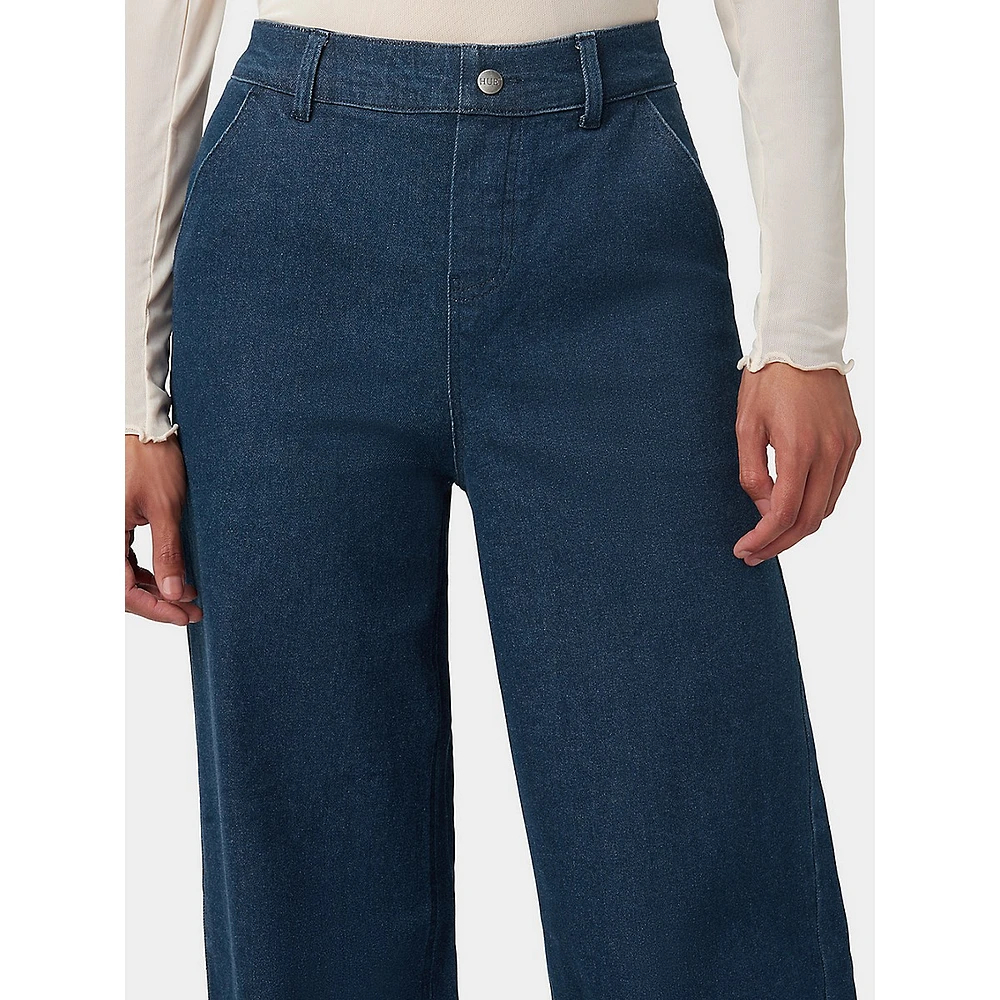 Frayed Edge Wide Leg Denim Pants