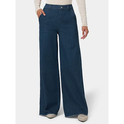 Frayed Edge Wide Leg Denim Pants