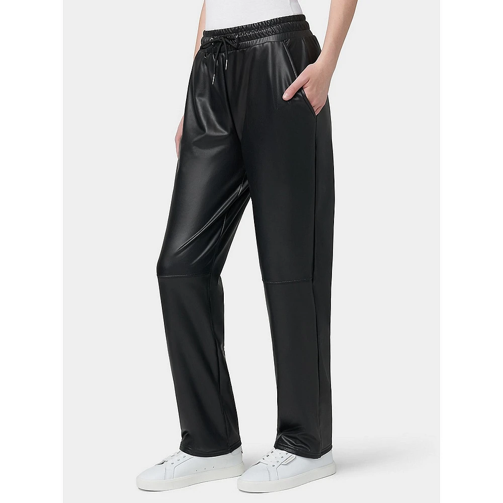 Hi-Rise Straight Leather Pants