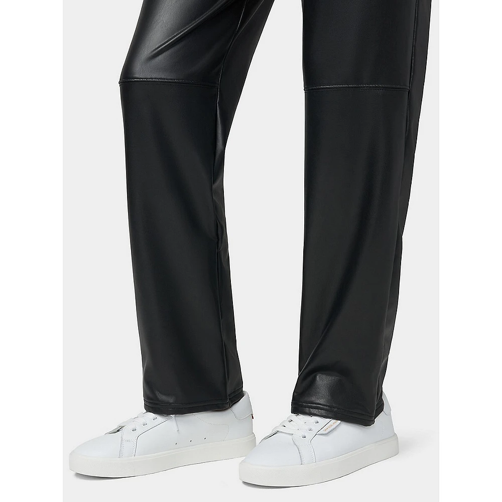 Hi-Rise Straight Leather Pants