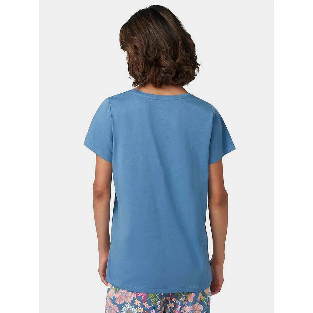 Solid Short Sleeve Scoop Neck Pajama Tee