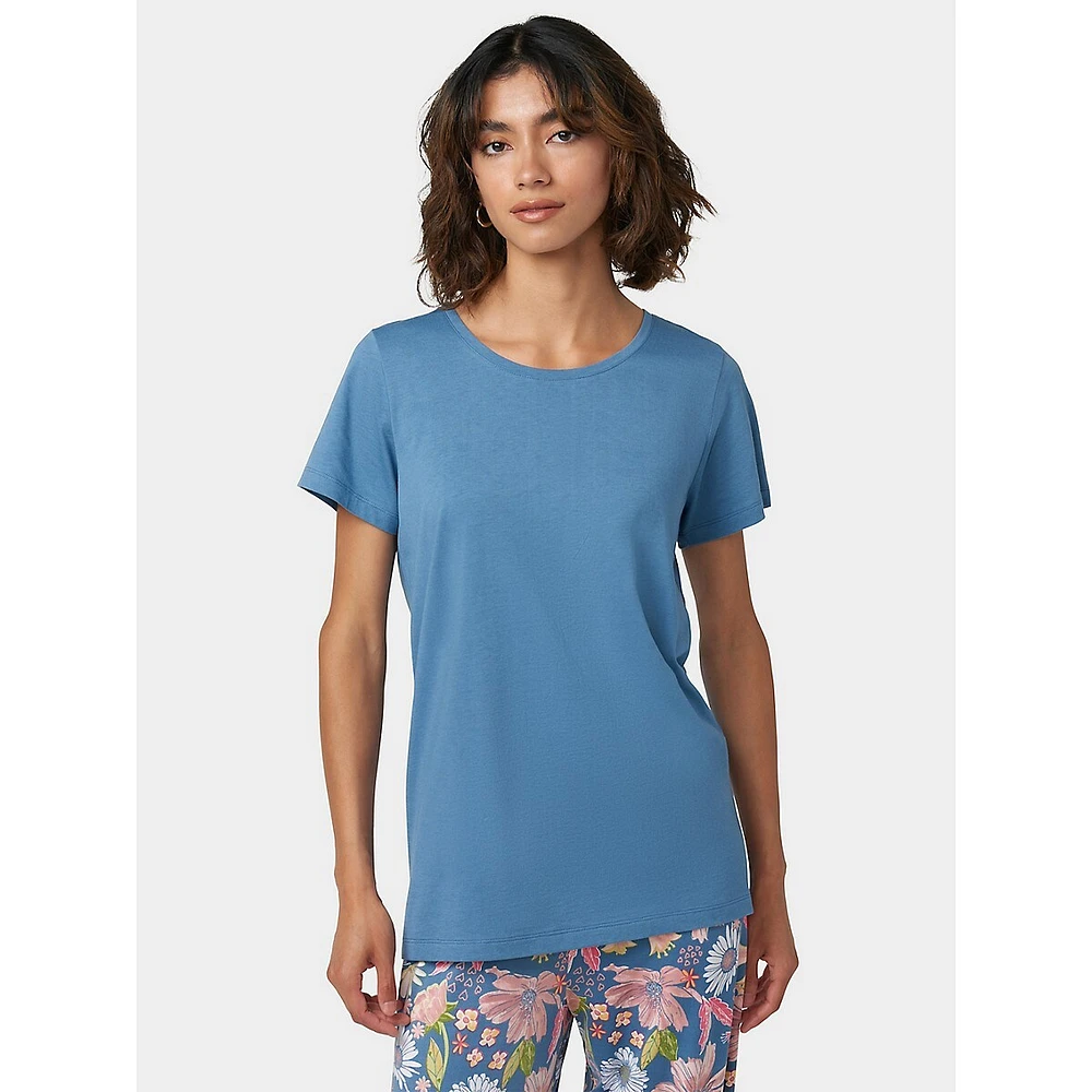 Solid Short Sleeve Scoop Neck Pajama Tee