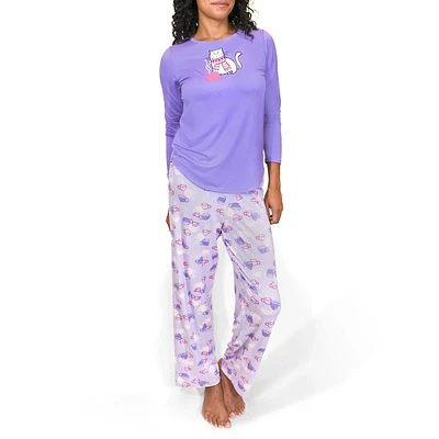 2-Piece Kittys Morning Brew Pyjama Packaged Set