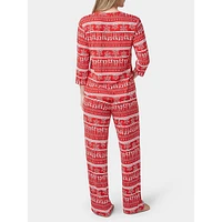 Reindeer Gaze Fair Isle Ultra Ribbed 2-Piece Pyjama Set