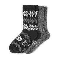 Womens's 2-Pair Nordic Snowflake Boot Sock