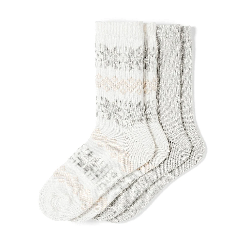 Womens's 2-Pair Nordic Snowflake Boot Sock