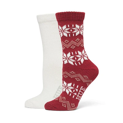 Womens's 2-Pair Nordic Snowflake Boot Sock