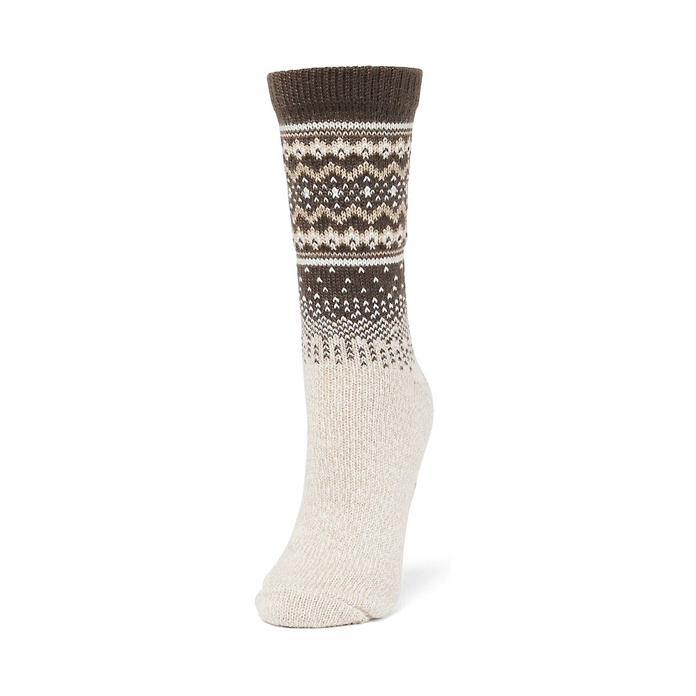 Women's 2-Pair Border Fairisle Boot Socks