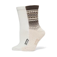 Women's 2-Pair Border Fairisle Boot Socks