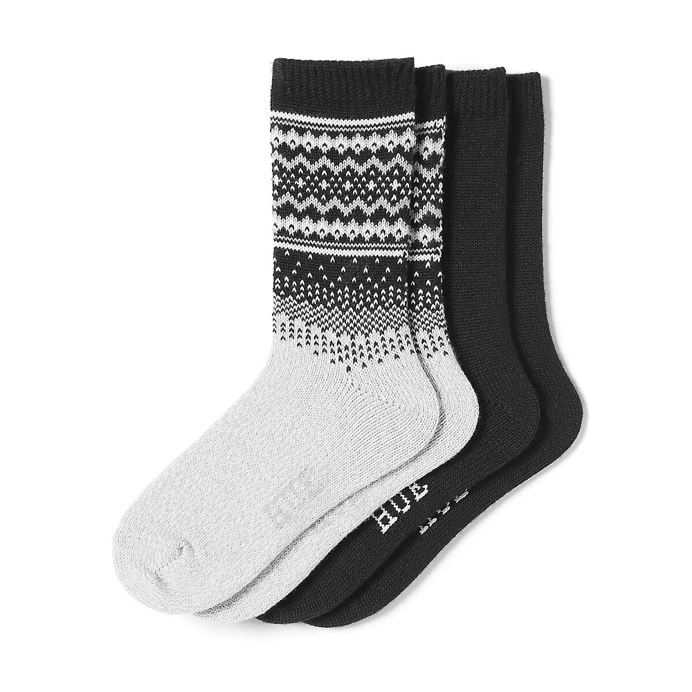 Women's 2-Pair Border Fairisle Boot Socks