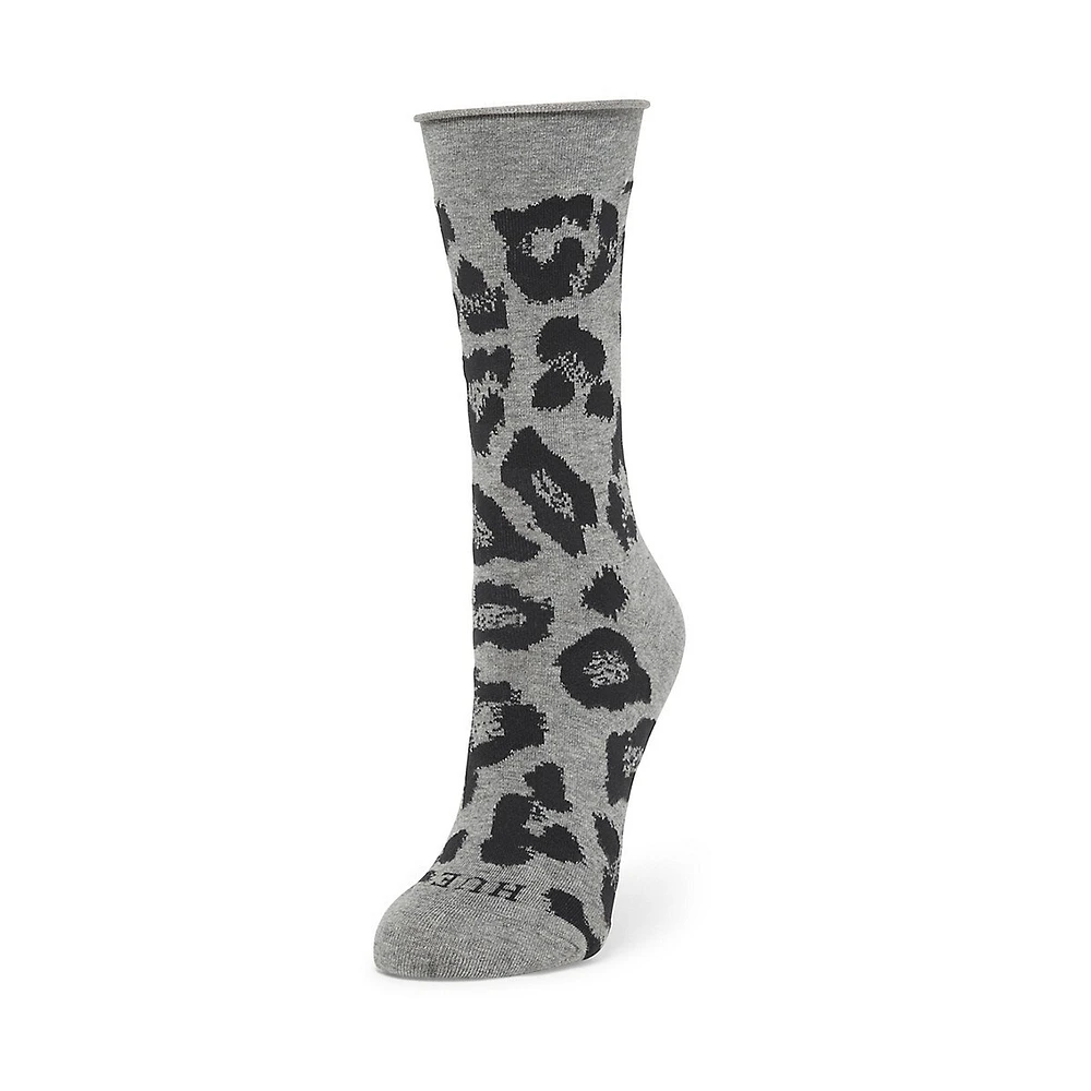 Women's Cheetah Crew Jeans Socks