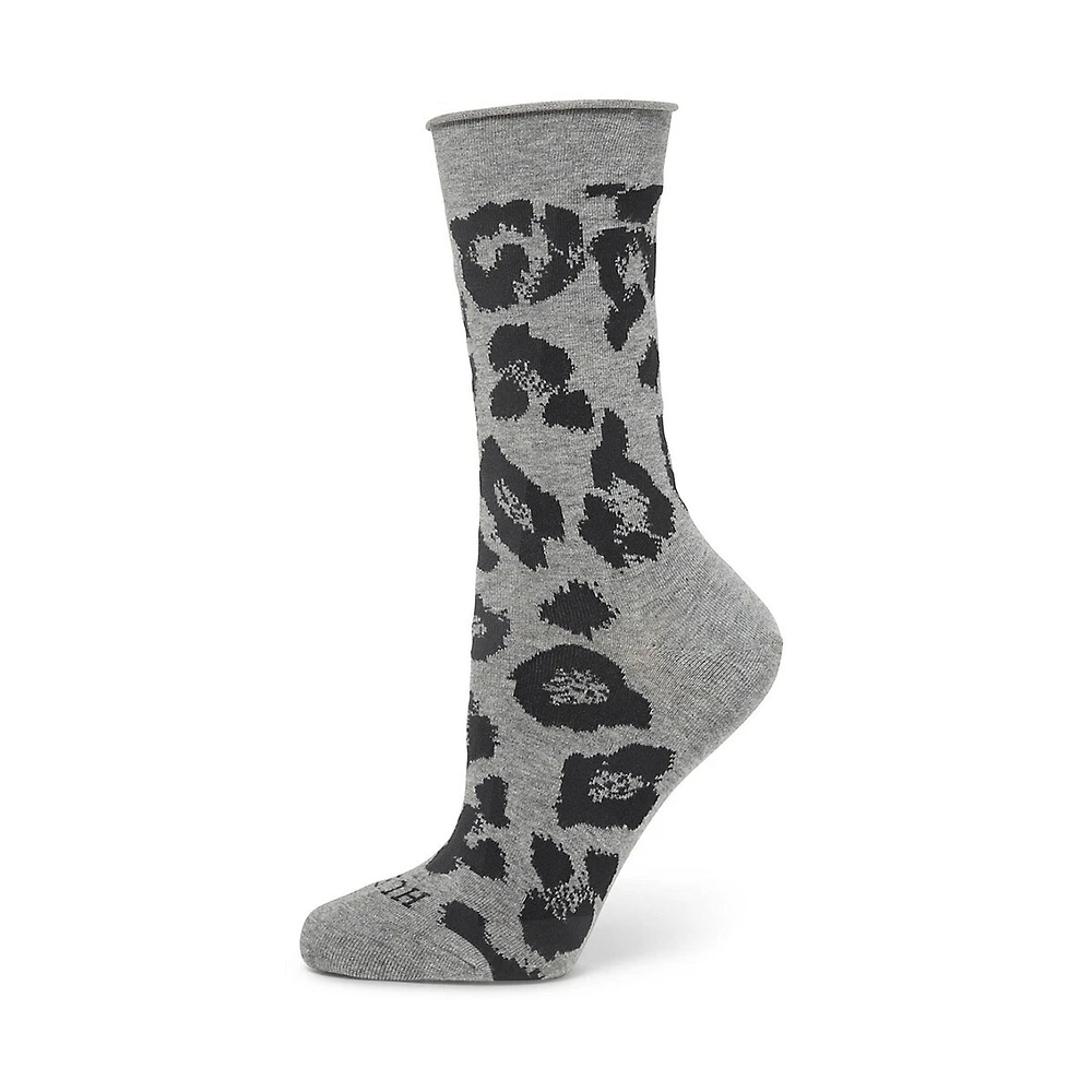 Women's Cheetah Crew Jeans Socks