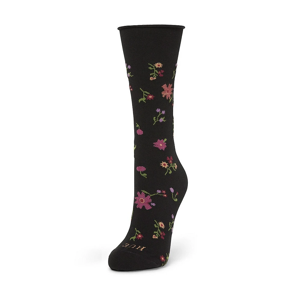 Women's Ditzy Floral Crew Jeans Socks