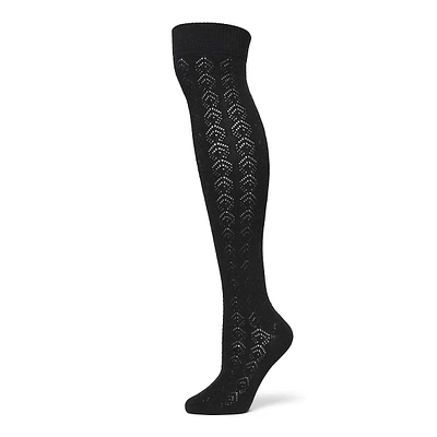 Chaussettes au-dessus du genou en point pointelle pour femmes