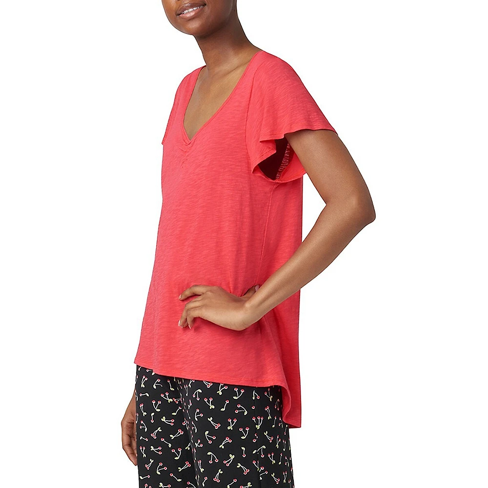 Solid Short-Sleeve Shirred Pyjama T-Shirt