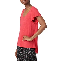 Solid Short-Sleeve Shirred Pyjama T-Shirt