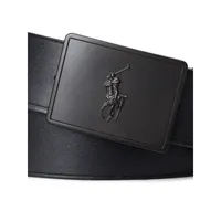 Polo Pony Plaque-Buckle Leather Belt