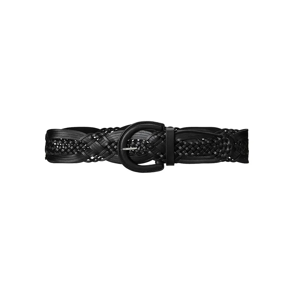 Braided Leather Wide Belt