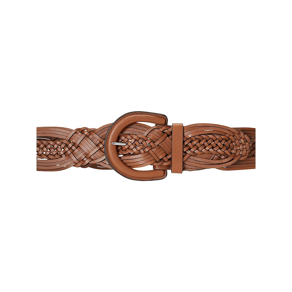 Braided Leather Wide Belt