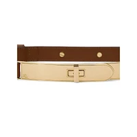 Turnlock Buckle Leather Skinny Belt